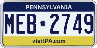 PA license plate MEB2749