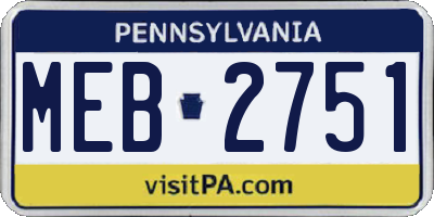 PA license plate MEB2751