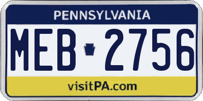 PA license plate MEB2756