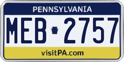 PA license plate MEB2757