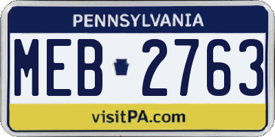 PA license plate MEB2763