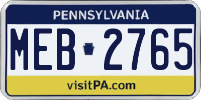 PA license plate MEB2765