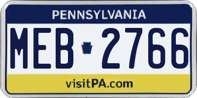PA license plate MEB2766