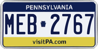 PA license plate MEB2767