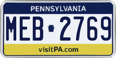 PA license plate MEB2769