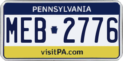 PA license plate MEB2776