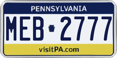 PA license plate MEB2777
