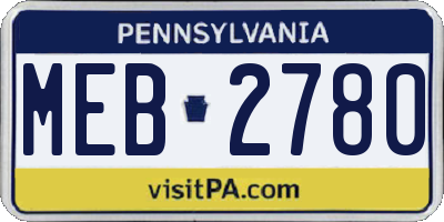 PA license plate MEB2780
