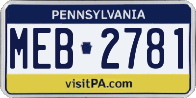 PA license plate MEB2781