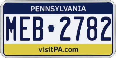 PA license plate MEB2782