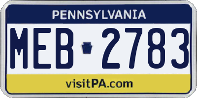 PA license plate MEB2783