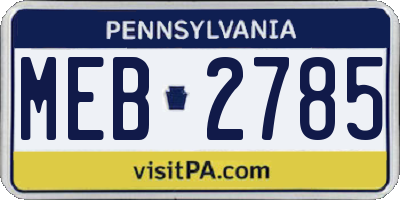 PA license plate MEB2785