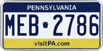 PA license plate MEB2786