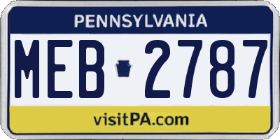 PA license plate MEB2787
