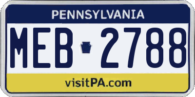 PA license plate MEB2788