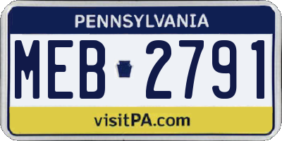 PA license plate MEB2791