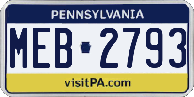 PA license plate MEB2793