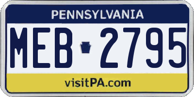 PA license plate MEB2795