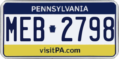 PA license plate MEB2798