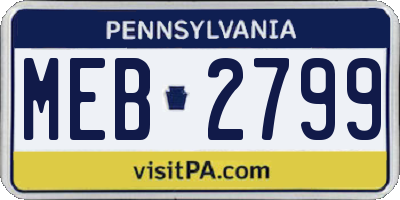PA license plate MEB2799