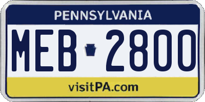 PA license plate MEB2800