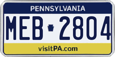 PA license plate MEB2804