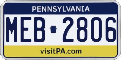 PA license plate MEB2806