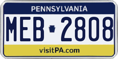PA license plate MEB2808