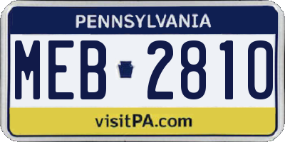 PA license plate MEB2810