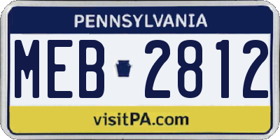 PA license plate MEB2812
