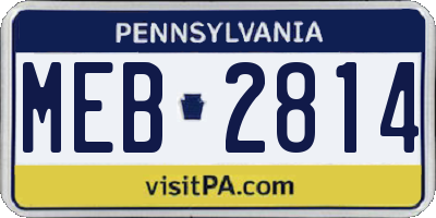 PA license plate MEB2814