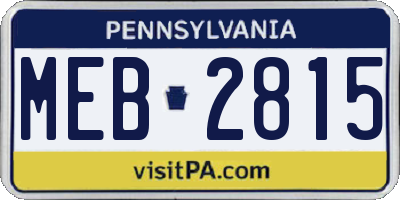 PA license plate MEB2815