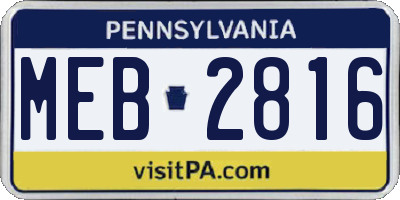 PA license plate MEB2816