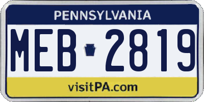PA license plate MEB2819