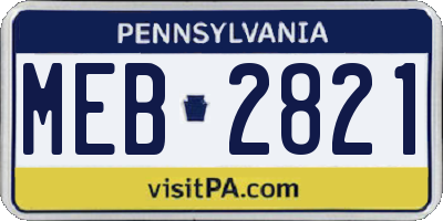 PA license plate MEB2821