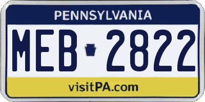 PA license plate MEB2822