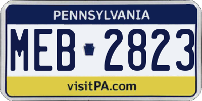 PA license plate MEB2823