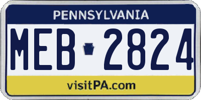 PA license plate MEB2824