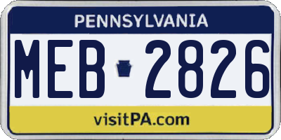 PA license plate MEB2826