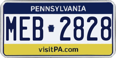 PA license plate MEB2828