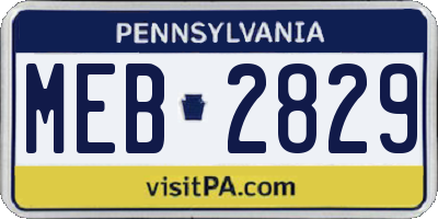 PA license plate MEB2829