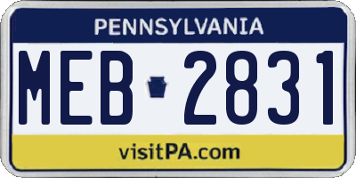 PA license plate MEB2831