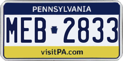 PA license plate MEB2833