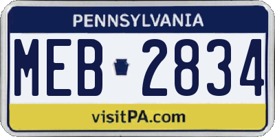 PA license plate MEB2834