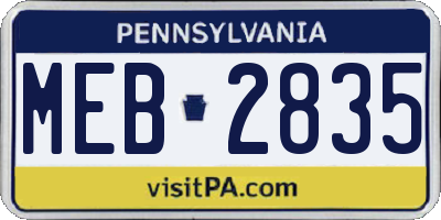 PA license plate MEB2835
