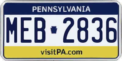 PA license plate MEB2836