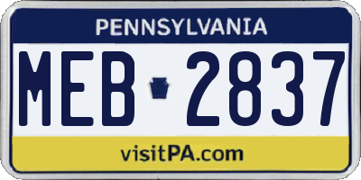 PA license plate MEB2837