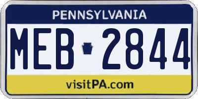 PA license plate MEB2844