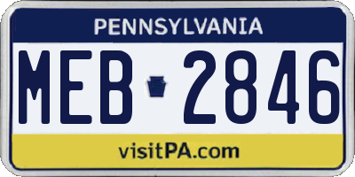 PA license plate MEB2846