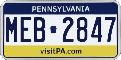 PA license plate MEB2847